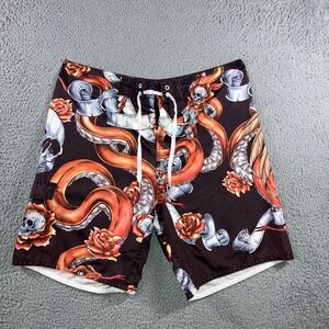 Vintage Joe Boxer Board Shorts Men Large Swim Skull Graphic Y2K Retro‎
